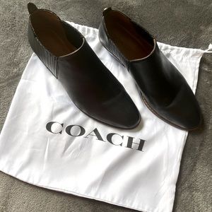 Coach black leather booties size 8